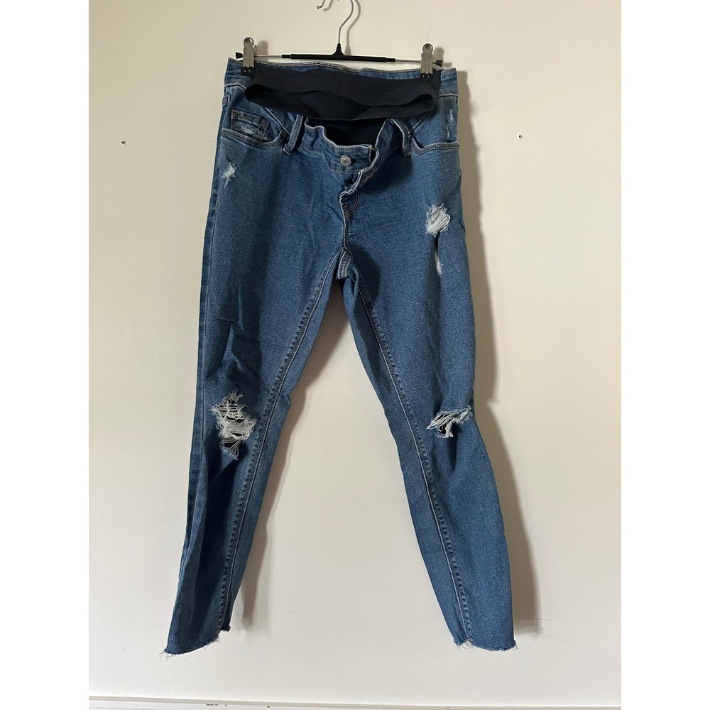 Old Navy Rockstar Super Skinny Maternity Jeans Distressed Full Panel Size 4